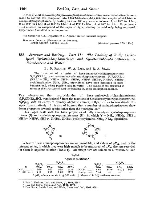 855. Structure and basicity. Part II. The basicity of fully aminolysed cyclotriphosphazatrienes and cyclotetraphosphazatetraenes in nitrobenzene and water
