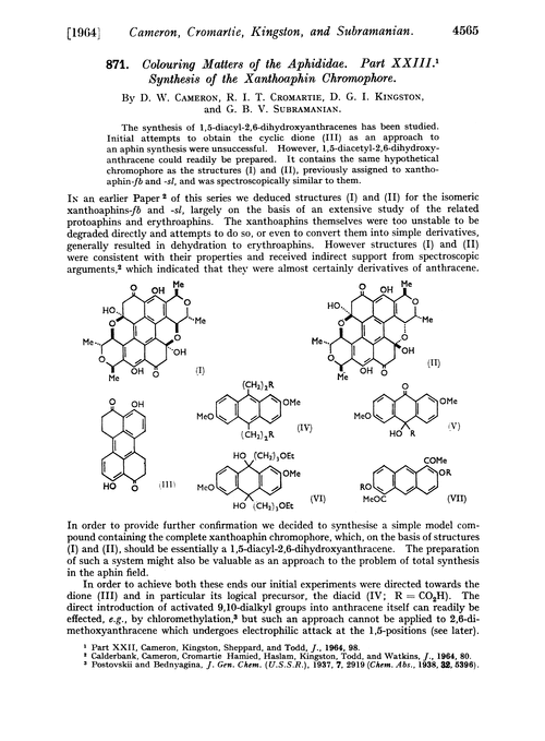 871. Colouring matters of the aphididae. Part XXIII. Synthesis of the xanthoaphin chromophore