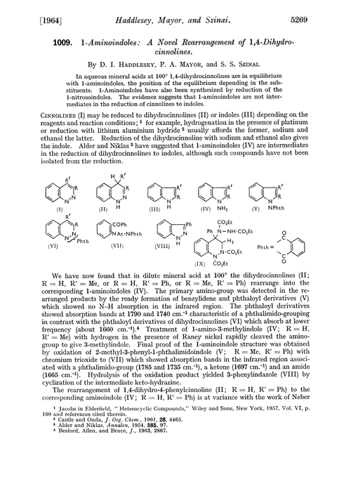 1009. 1-Aminoindoles: a novel rearrangement of 1,4-dihydrocinnolines