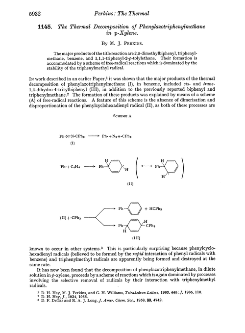 1145. The thermal decomposition of phenylazotriphenylmethane in p-xylene