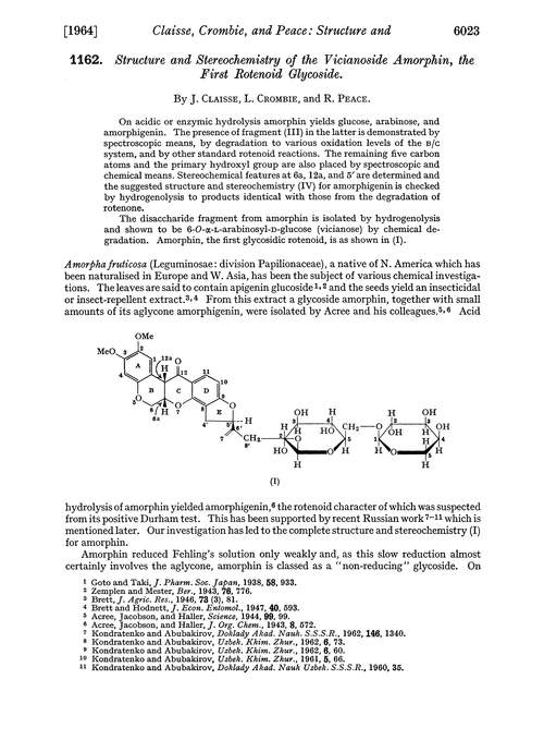 1162. Structure and stereochemistry of the vicianoside amorphin, the first rotenoid glycoside