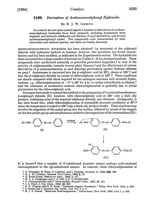 1189. Derivatives of azobenzenesulphonyl hydrazide