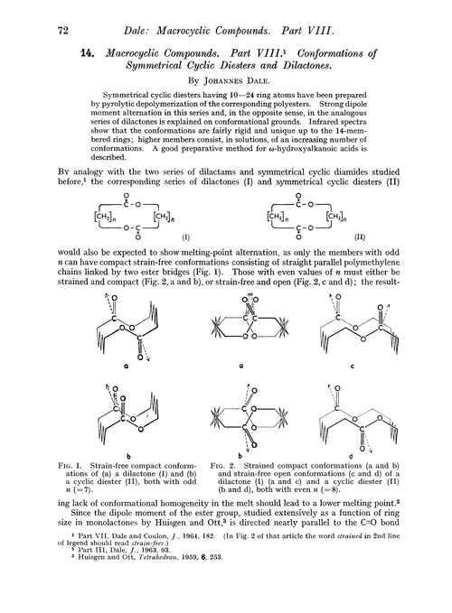 14. Macrocyclic compounds. Part VIII. Conformations of symmetrical cyclic diesters and dilactones