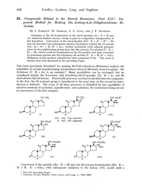 23. Compounds related to the steroid hormones. Part XII. Improved method for making 16α-acetoxy-4,5α-dihydrocortisone 21-acetate