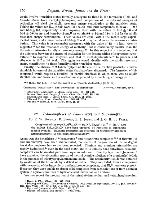 52. Iodo-complexes of thorium(IV) and uranium(IV)