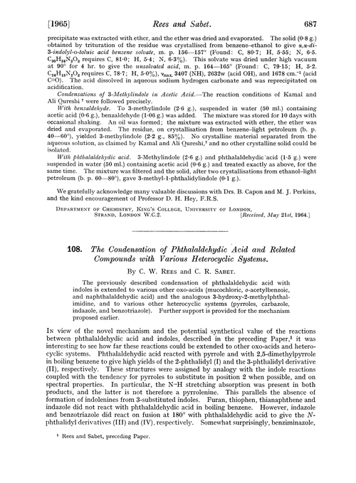 108. The condensation of phthalaldehydic acid and related compounds with various heterocyclic systems