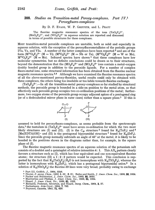 388. Studies on transition-metal peroxy-complexes. Part IV. Peroxyfluoro-complexes