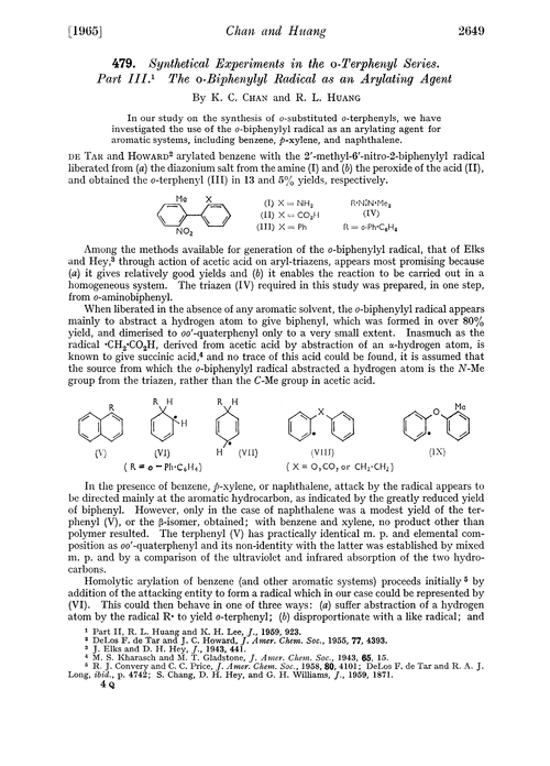 479. Synthetical experiments in the o-terphenyl series. Part III. The o-biphenylyl radical as an arylating agent