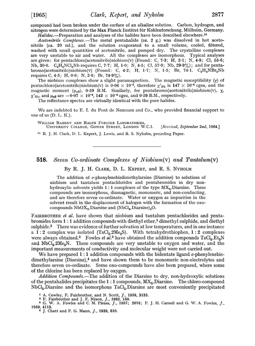 518. Seven co-ordinate complexes of niobium(V) and tantalum(V)