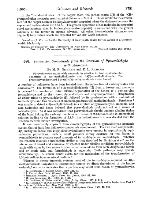686. Imidazolic compounds from the reaction of pyruvaldehyde with ammonia