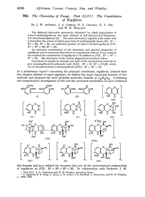 763. The chemistry of fungi. Part XLVI. The constitution of ergoflavin