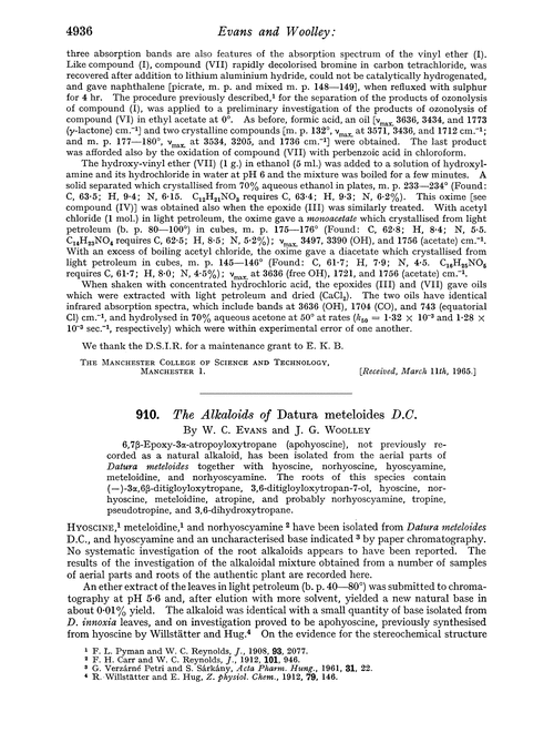 910. The alkaloids of Datura meteloides D.C.