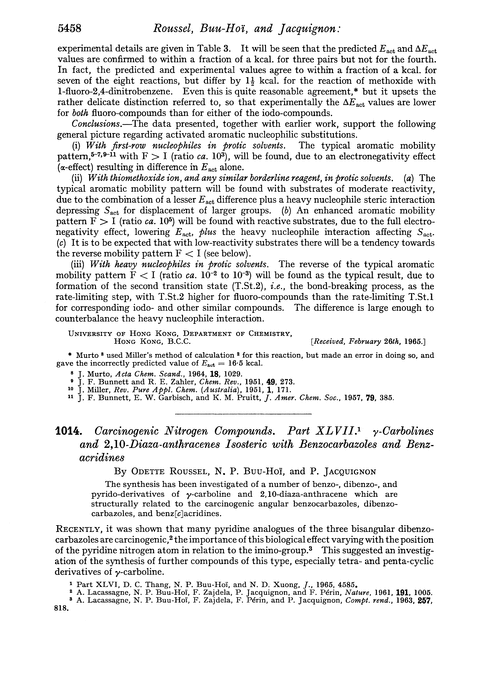 1014. Carcinogenic nitrogen compounds. Part XLVII. γ-Carbolines and 2,10-diaza-anthracenes isosteric with benzocarbazoles and benzacridines
