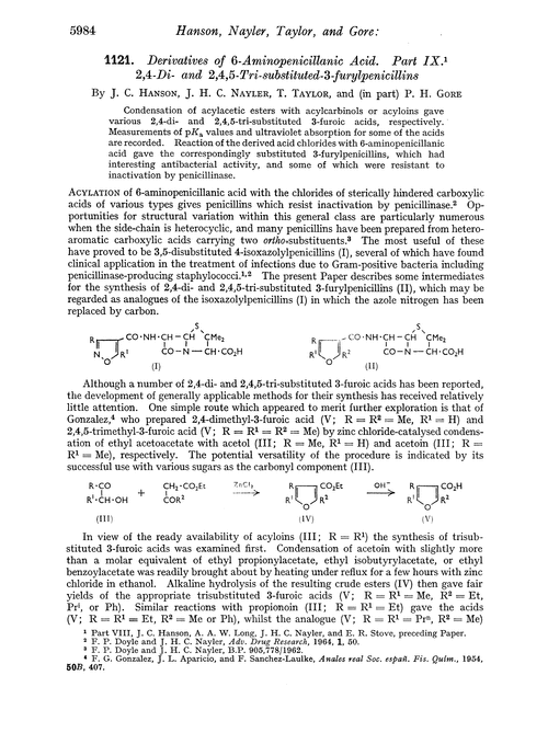 1121. Derivatives of 6-aminopenicillanic acid. Part IX. 2,4-di- and 2,4,5-tri-substituted-3-furylpenicillins