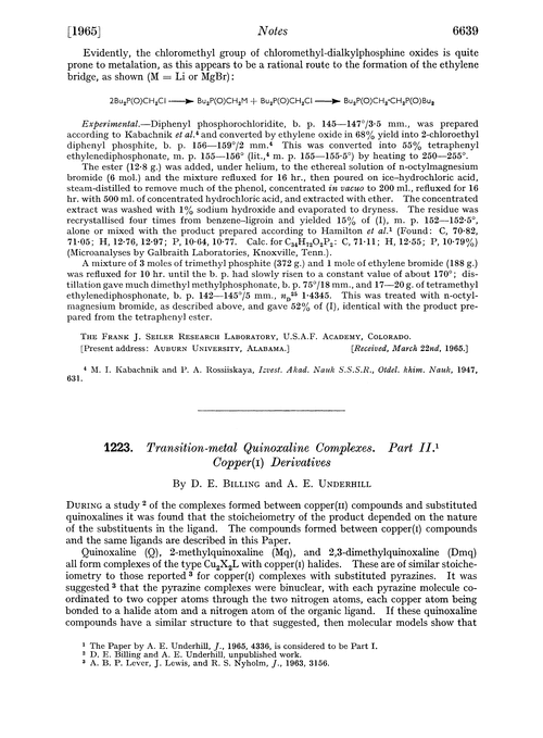 1223. Transition-metal quinoxaline complexes. Part II. Copper(I) derivatives