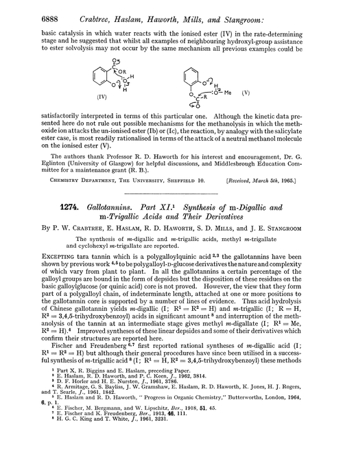 1274. Gallotannins. Part XI. Synthesis of m-digallic and m-trigallic acids and their derivatives