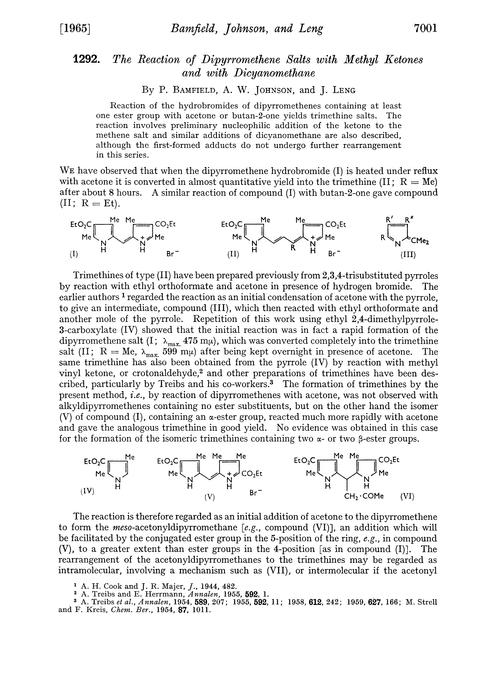 1292. The reaction of dipyrromethene salts with methyl ketones and with dicyanomethane