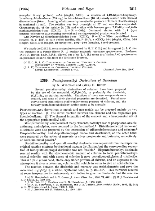 1369. Pentafluoroethyl derivatives of selenium