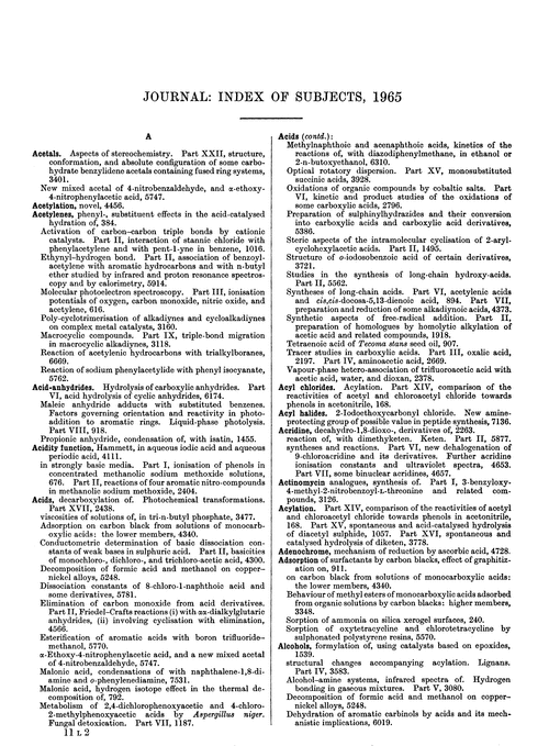 Journal: index of subjects, 1965