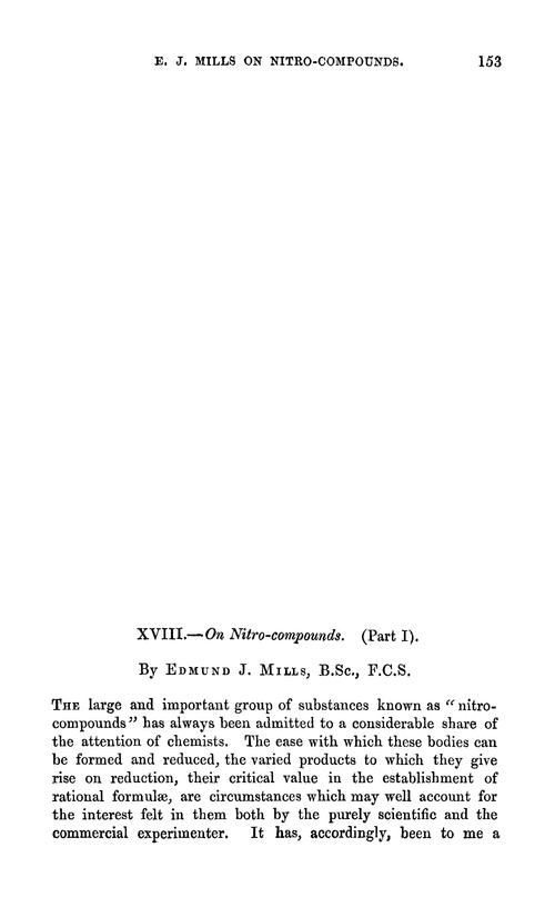 XVIII.—On nitro-compounds. (Part. I)