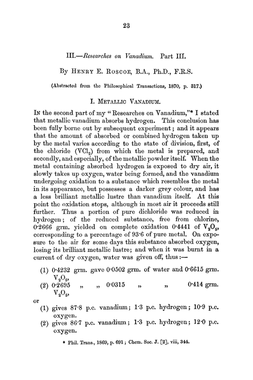 III.—Researches on vanadium. Part III