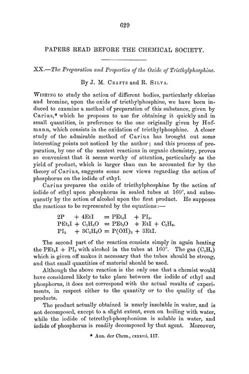 XX.—The preparation and properties of the oxide of triethylphosphine