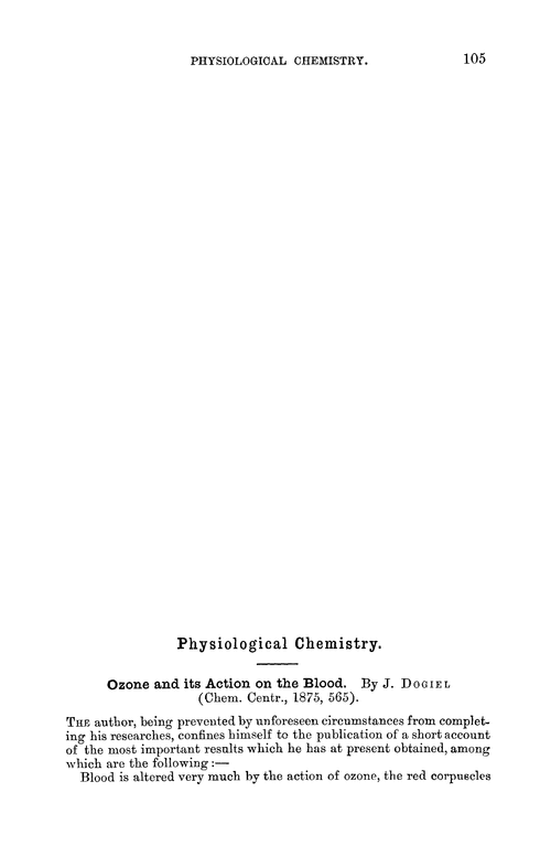Physiological chemistry
