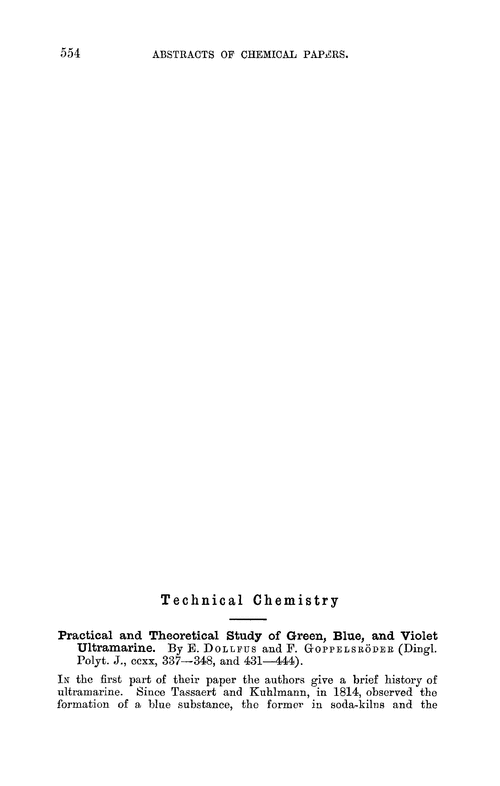 Technical chemistry