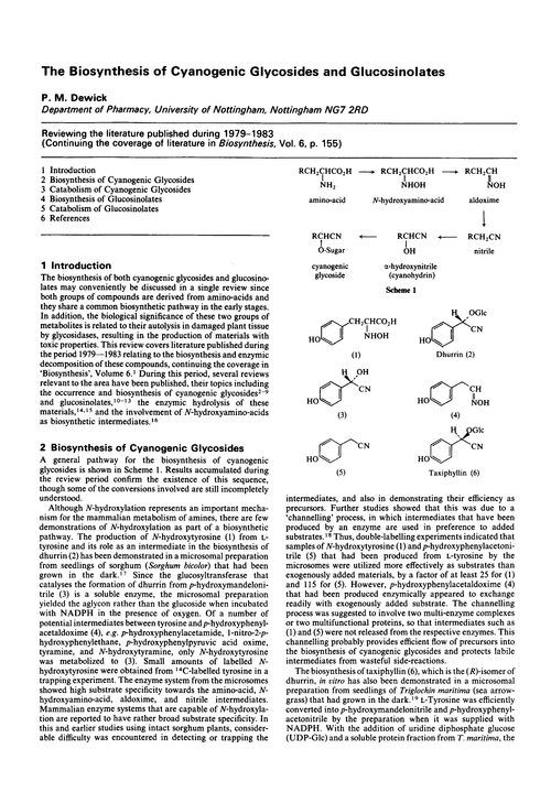 The biosynthesis of cyanogenic glycosides and glucosinolates