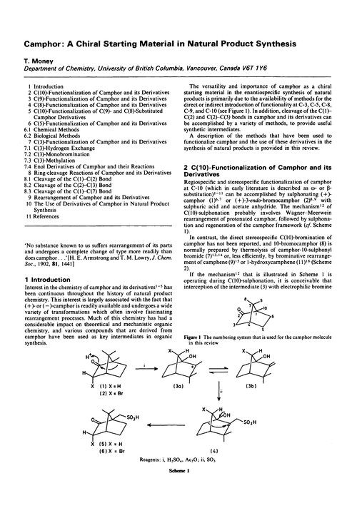 Camphor: a chiral starting material in natural product synthesis