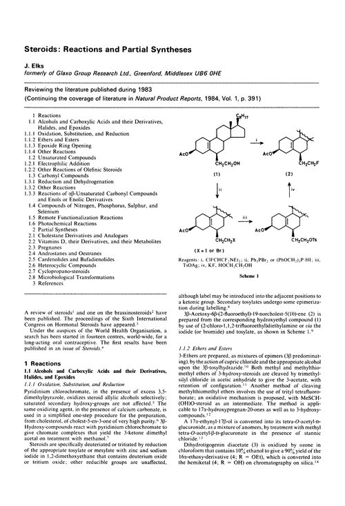 Steroids: reactions and partial syntheses