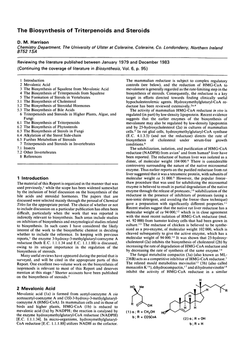 The biosynthesis of triterpenoids and steroids