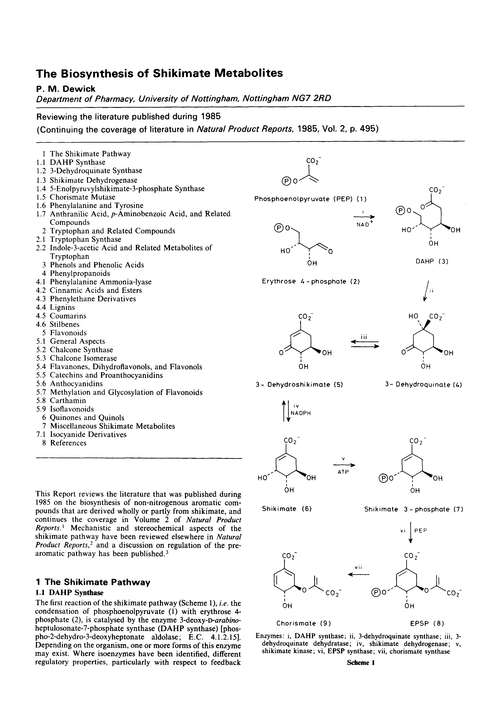 The biosynthesis of shikimate metabolites