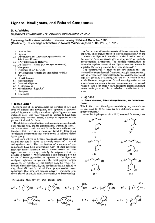 Lignans, neolignans, and related compounds