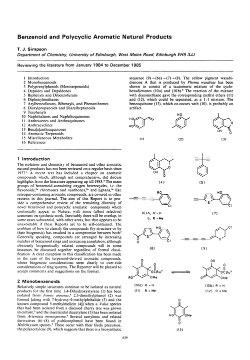 Benzenoid and polycyclic aromatic natural products
