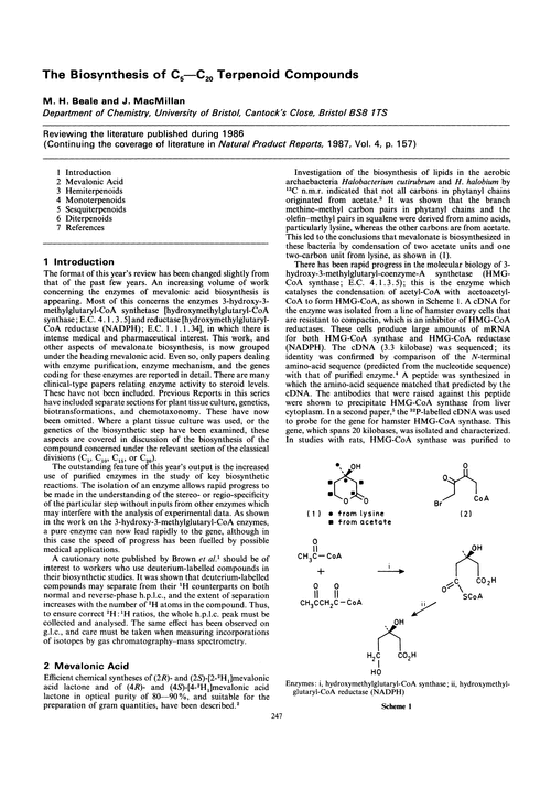 The biosynthesis of C5—C20 terpenoid compounds