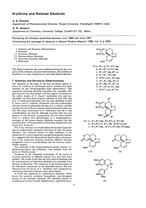 Erythrina and related alkaloids