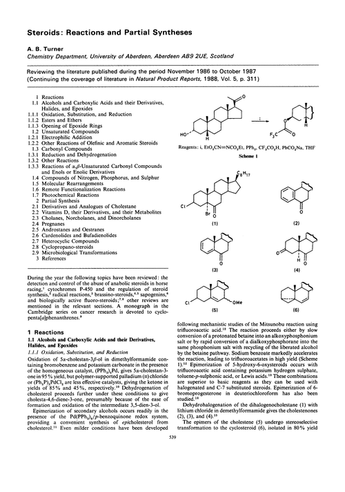 Steroids: reactions and partial syntheses
