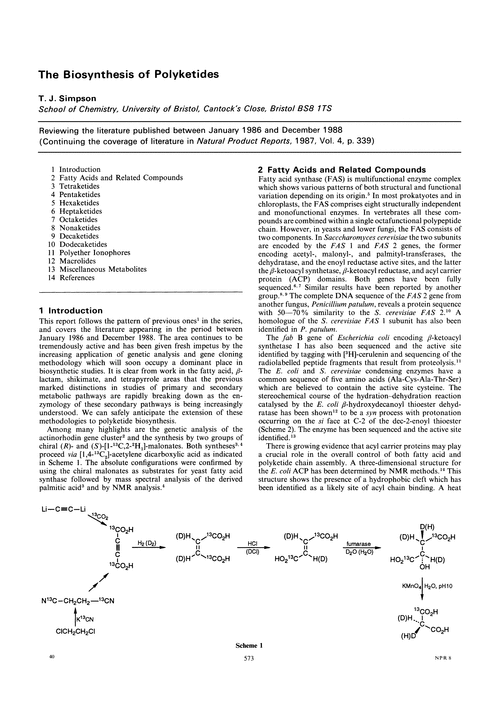 The biosynthesis of polyketides