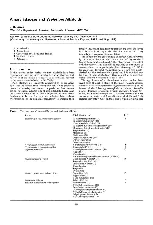 Amaryllidaceae and Sceletium alkaloids