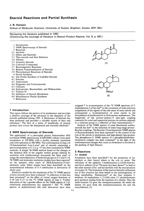 Steroid reactions and partial synthesis