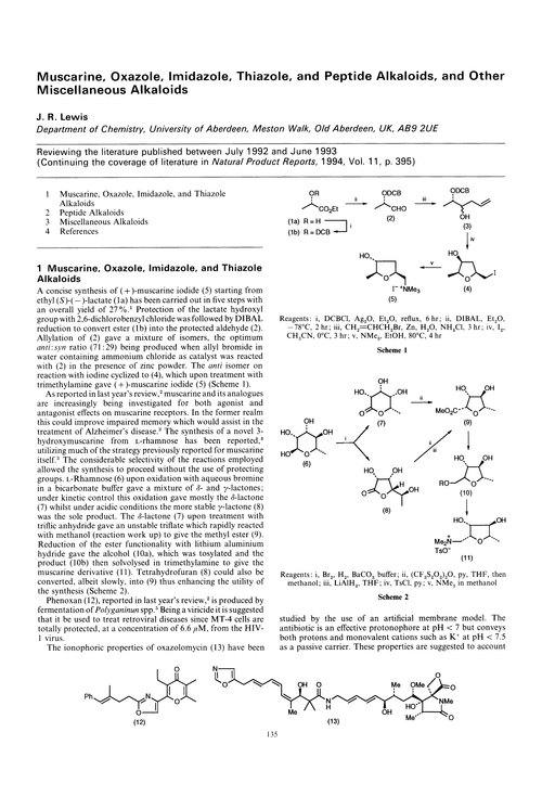 Muscarine, oxazole, imidazole, thiazole, and peptide alkaloids, and other miscellaneous alkaloids