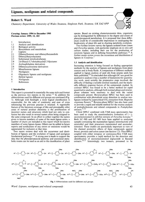 Lignans, neolignans and related compounds