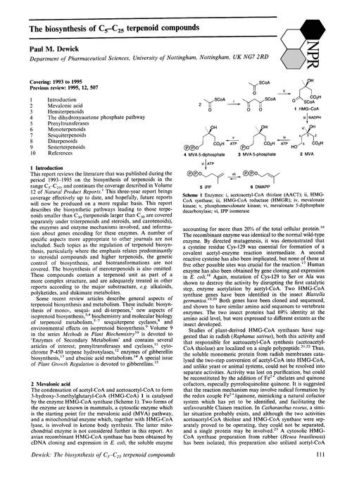 The biosynthesis of C5–C25 terpenoid compounds