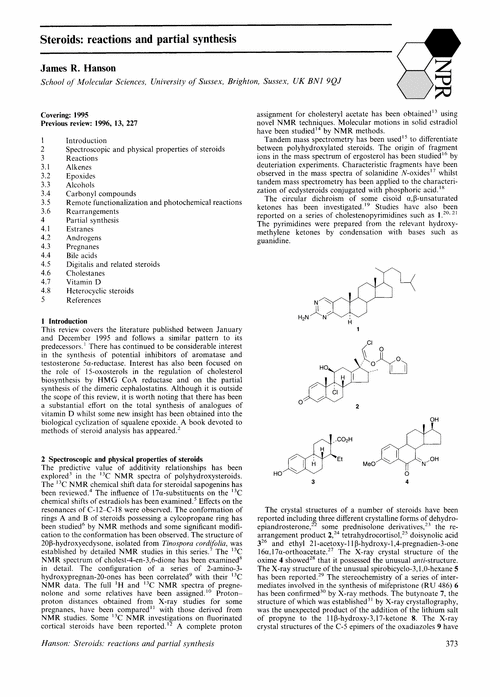 Steroids: reactions and partial synthesis
