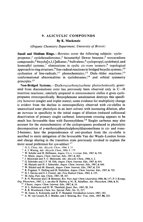 Chapter 9. Alicyclic compounds