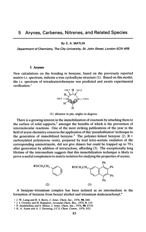 Chapter 5. Arynes, carbenes, nitrenes, and related species