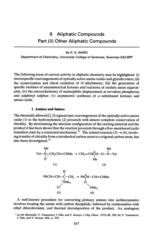 Chapter 9. Aliphatic compounds. Part (ii) Other aliphatic compounds