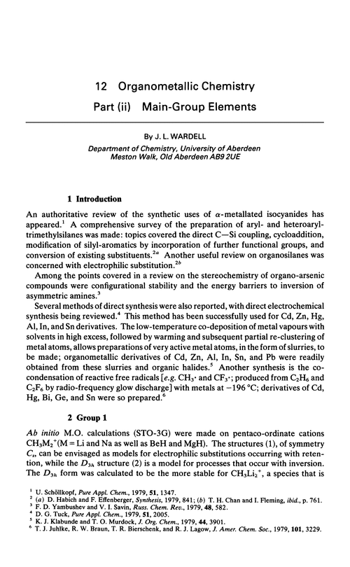 Chapter 12. Organometallic chemistry. Part (ii) Main-group elements