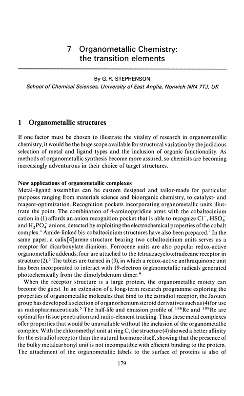 Chapter 7. Organometallic chemistry: the transition elements